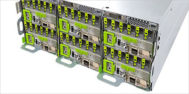 A server rack with E1.S 25 mm